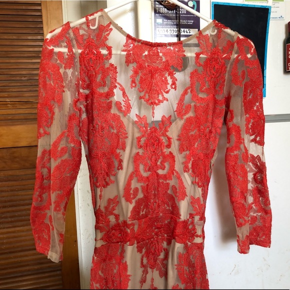 For Love & Lemons Red San Marco Lace Midi Dress S - Picture 7 of 16